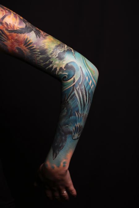 Tattoos - Drowned Raven and Lighthouse Surrealism Sleeve - 129502